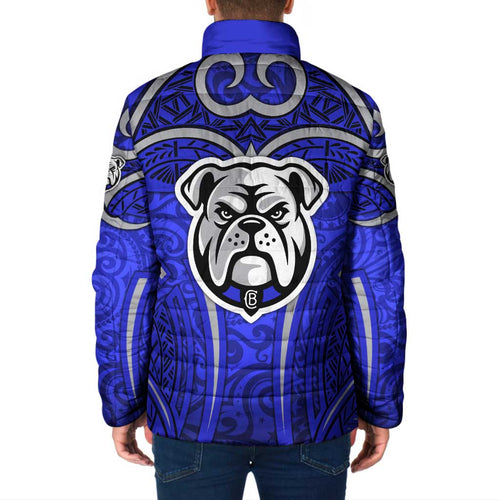 Canterbury Bankstown Bulldogs Rugby Padded Jacket Polynesian Tribal Bulldog Warrior Blue Pattern