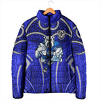 Canterbury Bankstown Bulldogs Rugby Padded Jacket Polynesian Tribal Bulldog Warrior Blue Pattern
