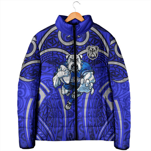Canterbury Bankstown Bulldogs Rugby Padded Jacket Polynesian Tribal Bulldog Warrior Blue Pattern