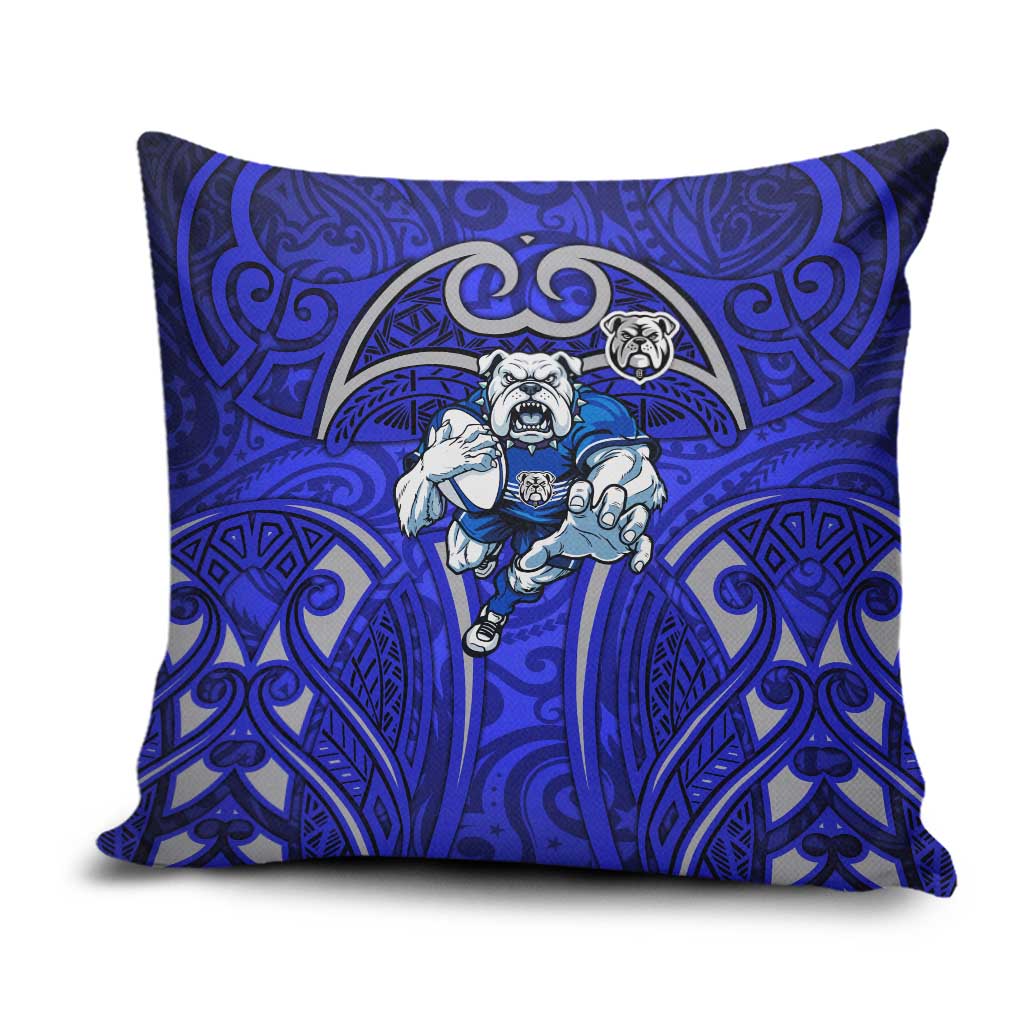 Canterbury Bankstown Bulldogs Rugby Pillow Cover Polynesian Tribal Bulldog Warrior Blue Pattern