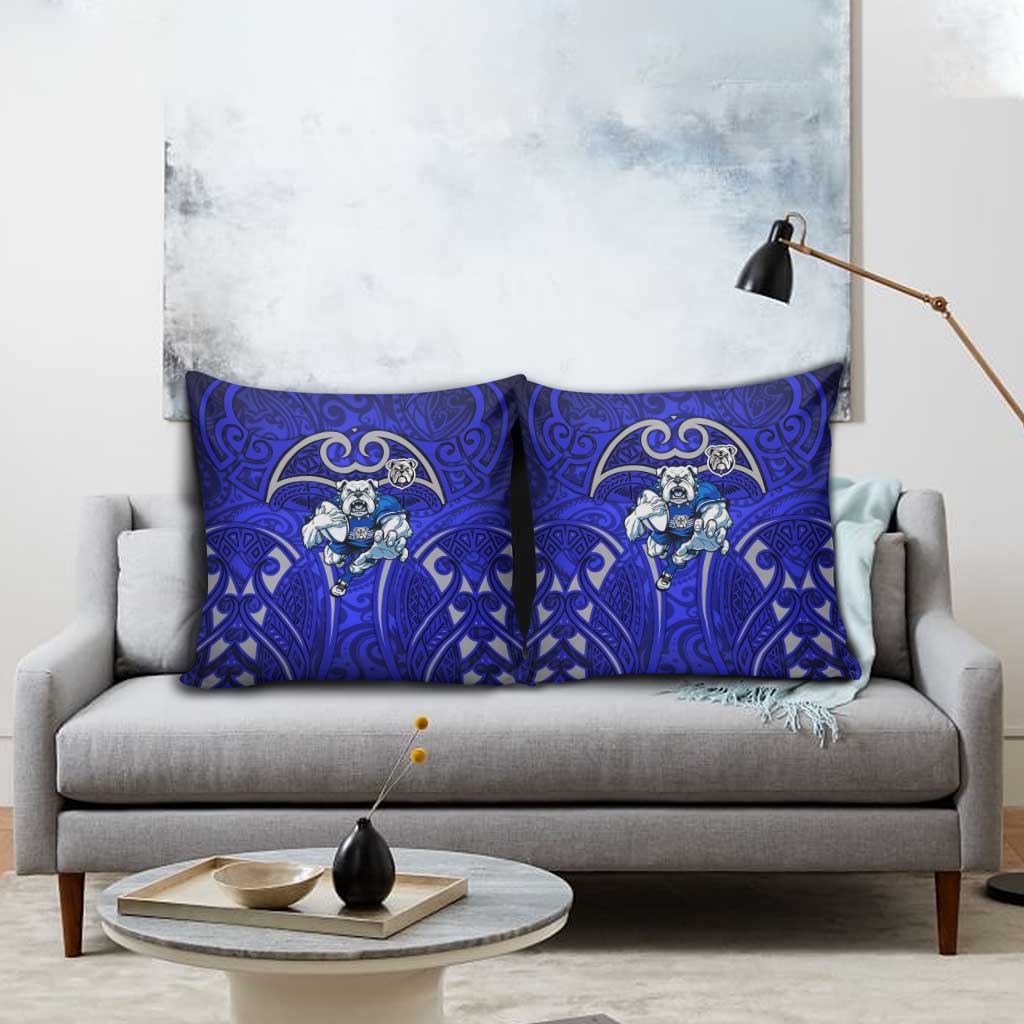 Canterbury Bankstown Bulldogs Rugby Pillow Cover Polynesian Tribal Bulldog Warrior Blue Pattern