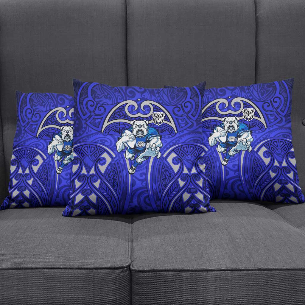 Canterbury Bankstown Bulldogs Rugby Pillow Cover Polynesian Tribal Bulldog Warrior Blue Pattern