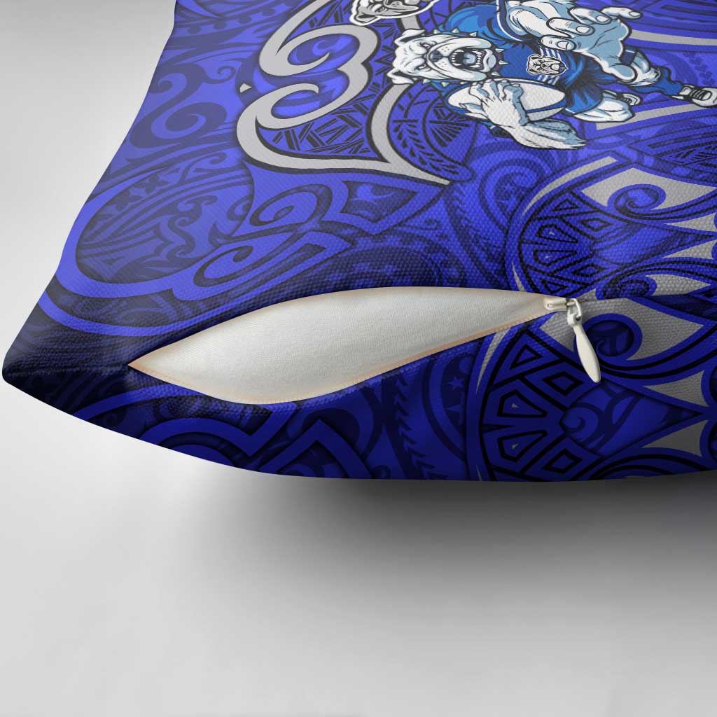 Canterbury Bankstown Bulldogs Rugby Pillow Cover Polynesian Tribal Bulldog Warrior Blue Pattern