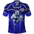 Canterbury Bankstown Bulldogs Rugby Polo Shirt Polynesian Tribal Bulldog Warrior Blue Pattern