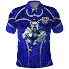 Canterbury Bankstown Bulldogs Rugby Polo Shirt Polynesian Tribal Bulldog Warrior Blue Pattern