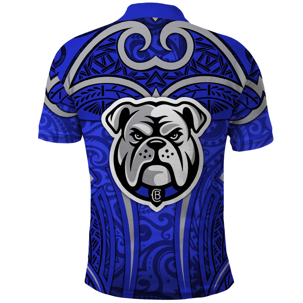 Canterbury Bankstown Bulldogs Rugby Polo Shirt Polynesian Tribal Bulldog Warrior Blue Pattern