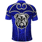 Canterbury Bankstown Bulldogs Rugby Polo Shirt Polynesian Tribal Bulldog Warrior Blue Pattern