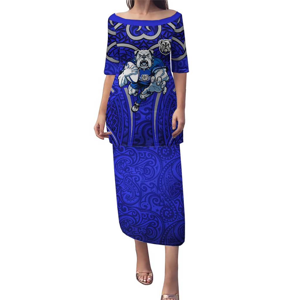 Canterbury Bankstown Bulldogs Rugby Puletasi Polynesian Tribal Bulldog Warrior Blue Pattern