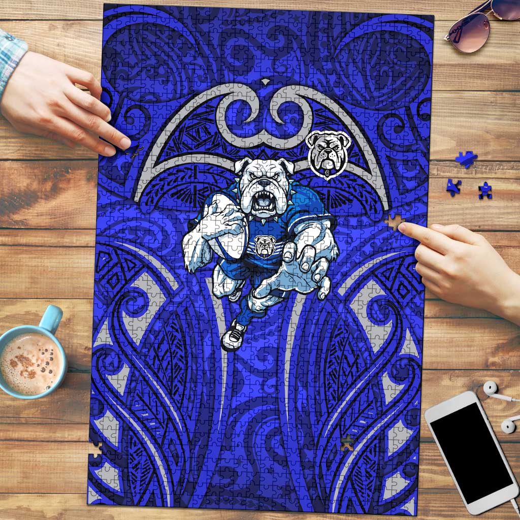 Canterbury Bankstown Bulldogs Rugby Puzzle Polynesian Tribal Bulldog Warrior Blue Pattern