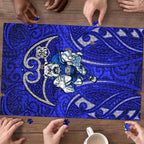 Canterbury Bankstown Bulldogs Rugby Puzzle Polynesian Tribal Bulldog Warrior Blue Pattern