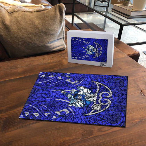 Canterbury Bankstown Bulldogs Rugby Puzzle Polynesian Tribal Bulldog Warrior Blue Pattern