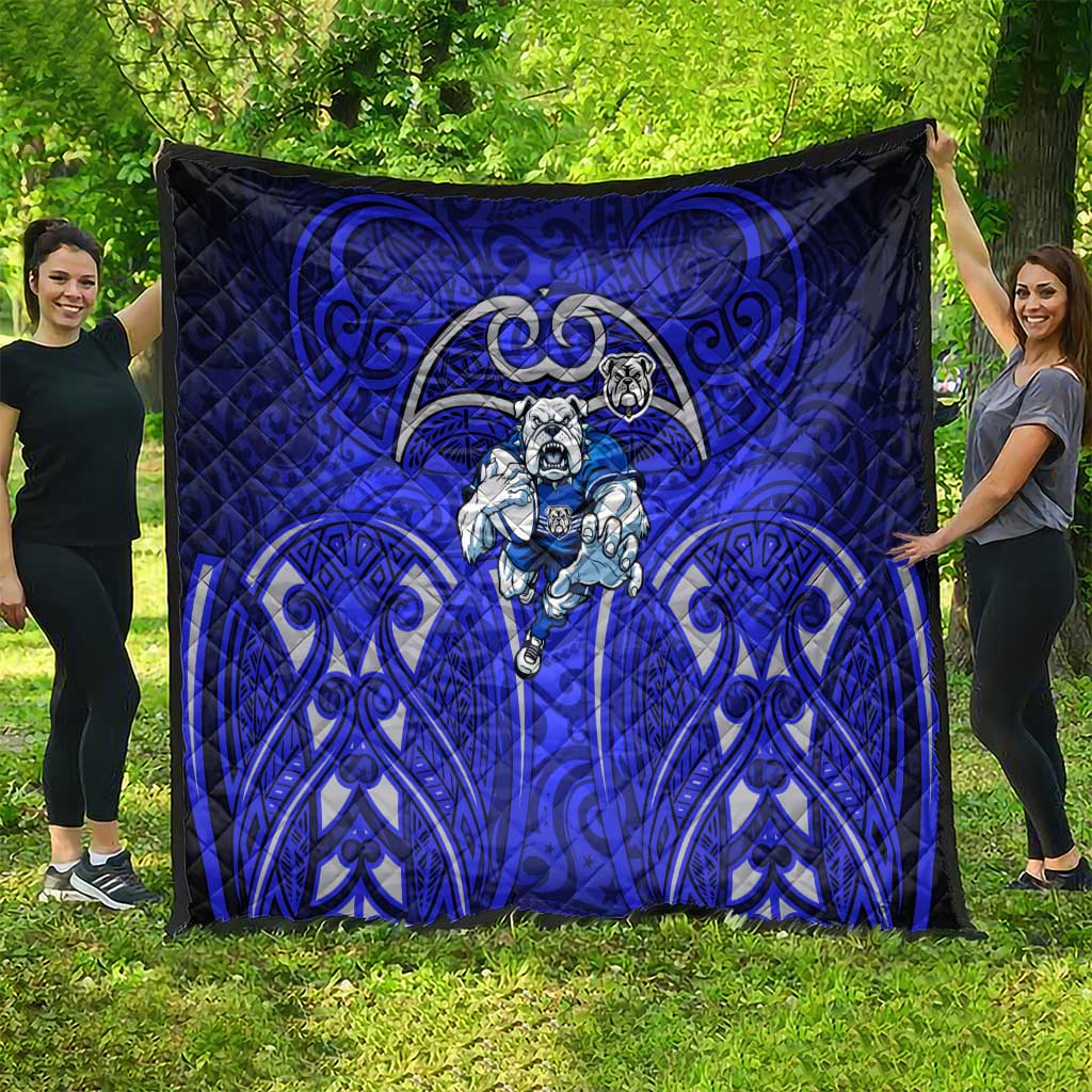 Canterbury Bankstown Bulldogs Rugby Quilt Polynesian Tribal Bulldog Warrior Blue Pattern