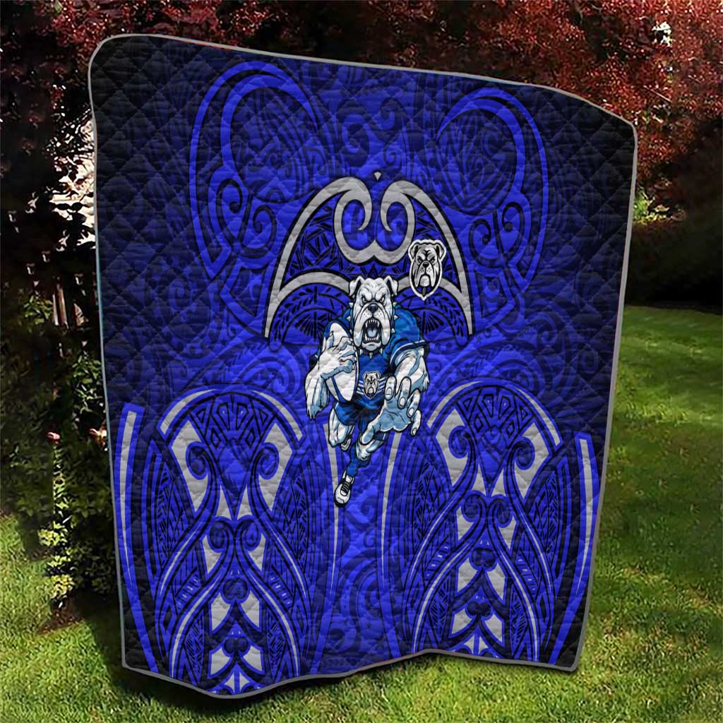 Canterbury Bankstown Bulldogs Rugby Quilt Polynesian Tribal Bulldog Warrior Blue Pattern