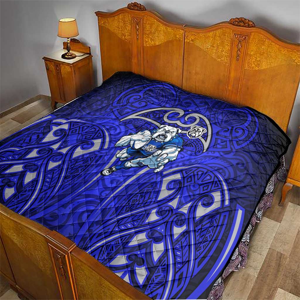 Canterbury Bankstown Bulldogs Rugby Quilt Polynesian Tribal Bulldog Warrior Blue Pattern
