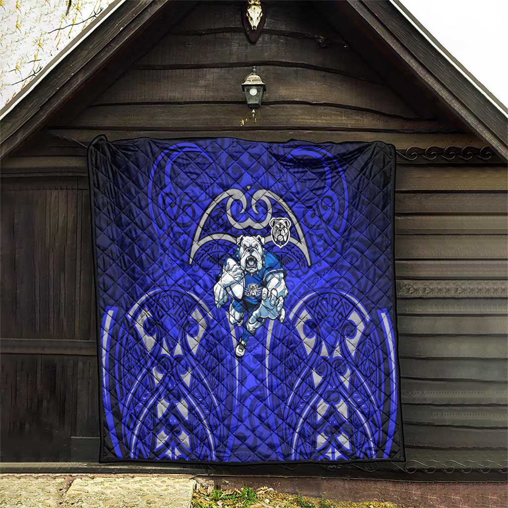 Canterbury Bankstown Bulldogs Rugby Quilt Polynesian Tribal Bulldog Warrior Blue Pattern