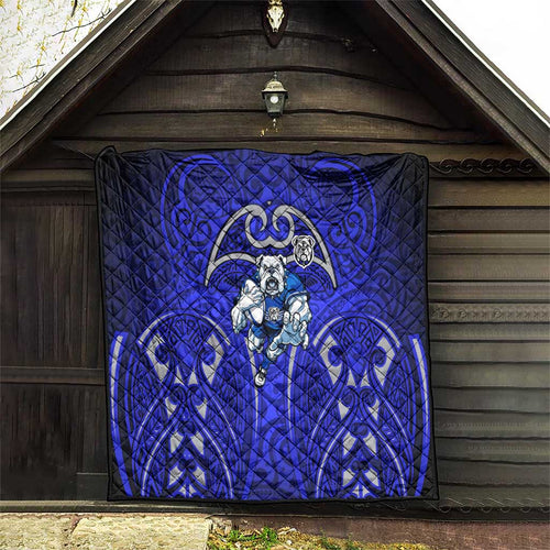 Canterbury Bankstown Bulldogs Rugby Quilt Polynesian Tribal Bulldog Warrior Blue Pattern