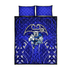 Canterbury Bankstown Bulldogs Rugby Quilt Bed Set Polynesian Tribal Bulldog Warrior Blue Pattern