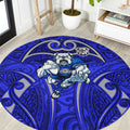 Canterbury Bankstown Bulldogs Rugby Round Carpet Polynesian Tribal Bulldog Warrior Blue Pattern