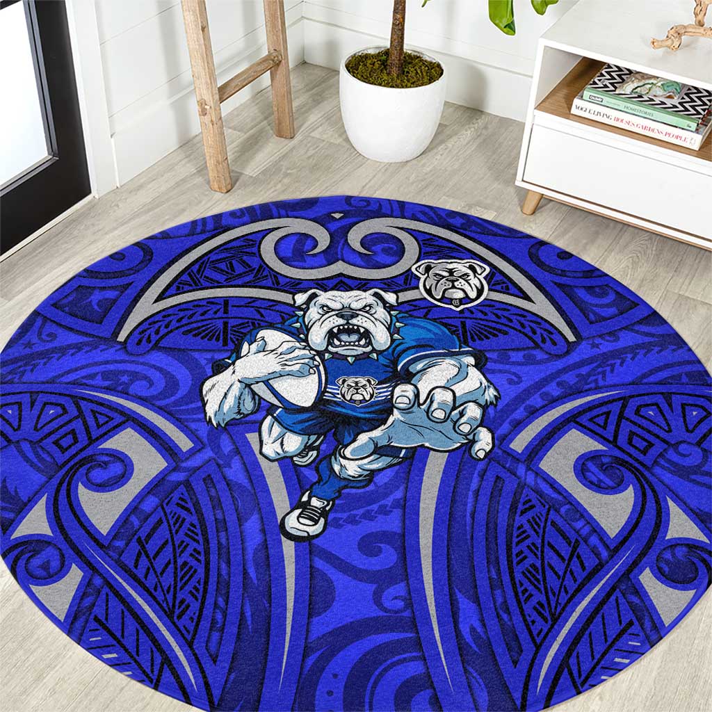 Canterbury Bankstown Bulldogs Rugby Round Carpet Polynesian Tribal Bulldog Warrior Blue Pattern