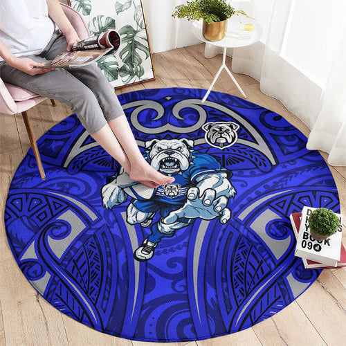 Canterbury Bankstown Bulldogs Rugby Round Carpet Polynesian Tribal Bulldog Warrior Blue Pattern