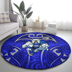 Canterbury Bankstown Bulldogs Rugby Round Carpet Polynesian Tribal Bulldog Warrior Blue Pattern