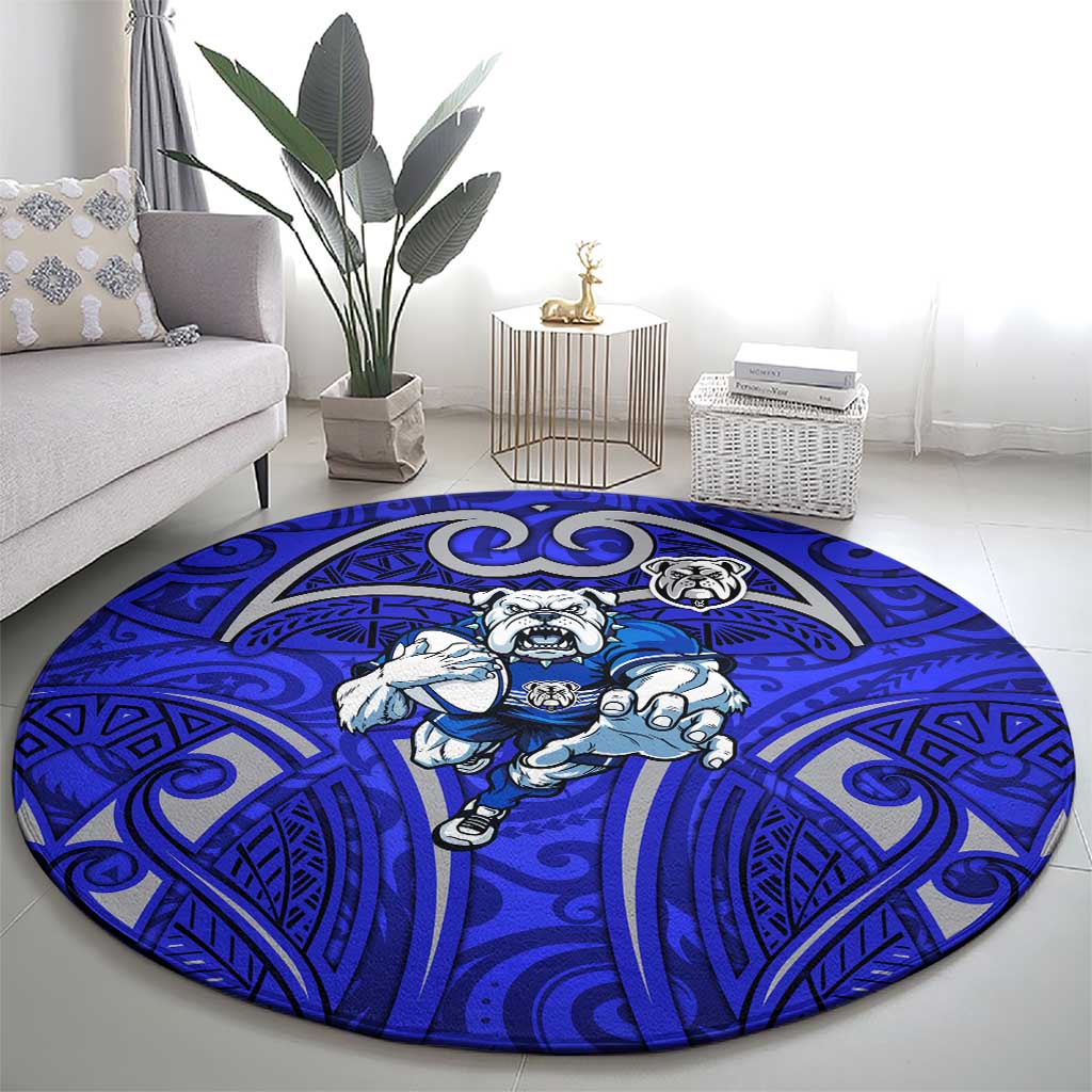 Canterbury Bankstown Bulldogs Rugby Round Carpet Polynesian Tribal Bulldog Warrior Blue Pattern