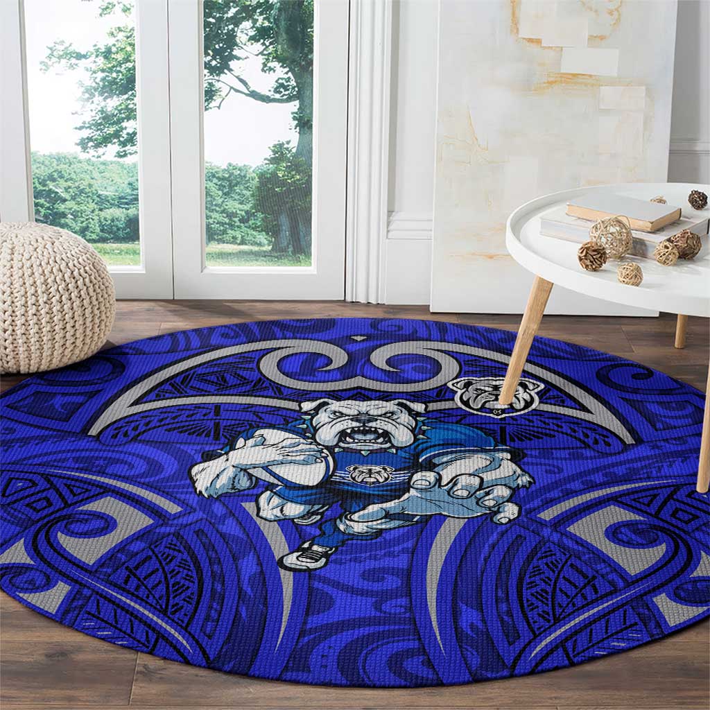Canterbury Bankstown Bulldogs Rugby Round Carpet Polynesian Tribal Bulldog Warrior Blue Pattern