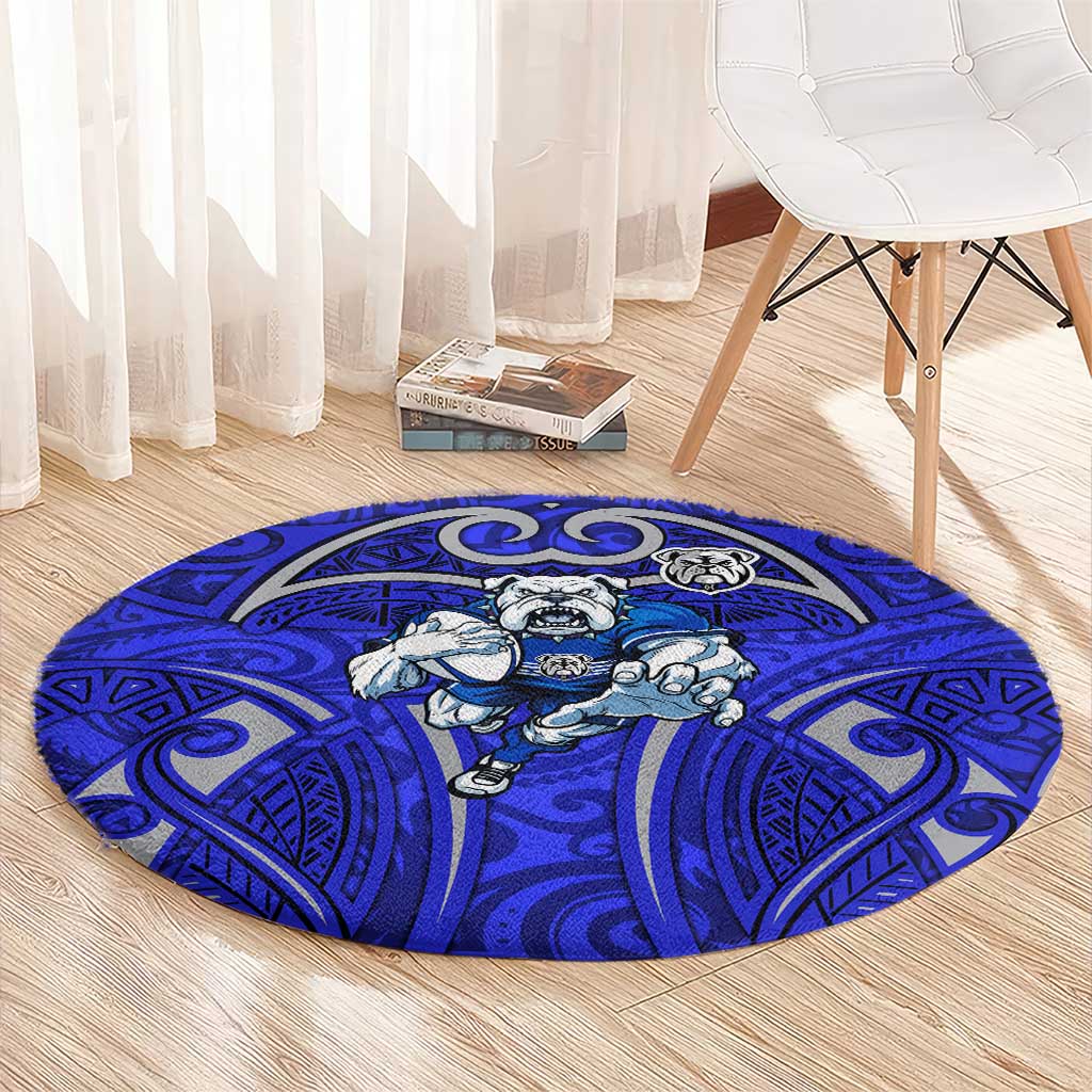 Canterbury Bankstown Bulldogs Rugby Round Carpet Polynesian Tribal Bulldog Warrior Blue Pattern