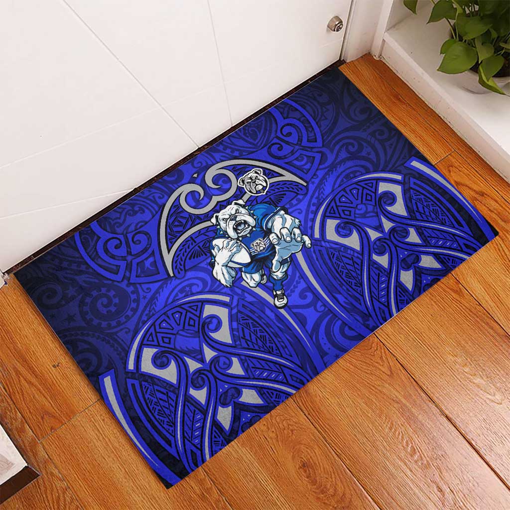 Canterbury Bankstown Bulldogs Rugby Rubber Doormat Polynesian Tribal Bulldog Warrior Blue Pattern