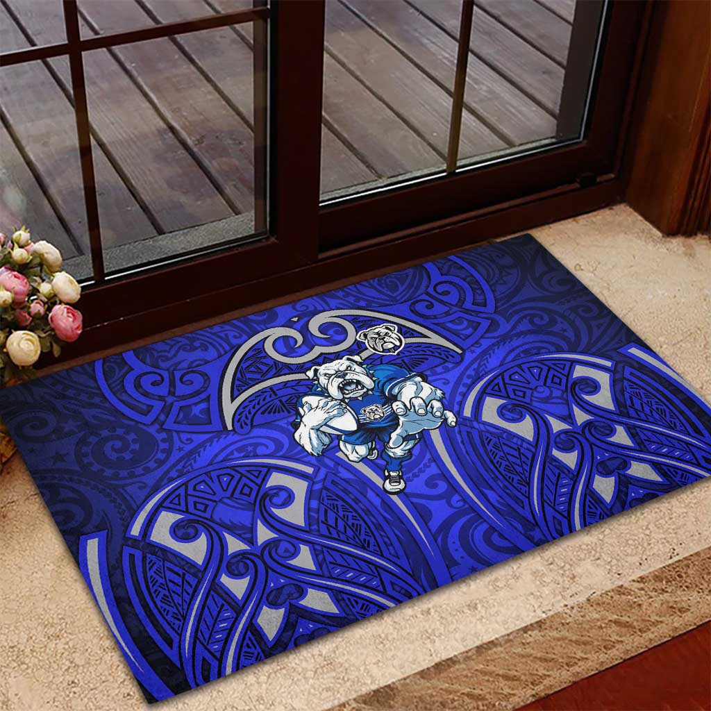 Canterbury Bankstown Bulldogs Rugby Rubber Doormat Polynesian Tribal Bulldog Warrior Blue Pattern