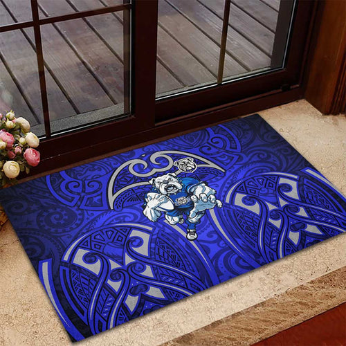 Canterbury Bankstown Bulldogs Rugby Rubber Doormat Polynesian Tribal Bulldog Warrior Blue Pattern