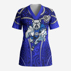 Canterbury Bankstown Bulldogs Rugby Scrub Top Polynesian Tribal Bulldog Warrior Blue Pattern