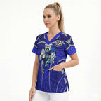Canterbury Bankstown Bulldogs Rugby Scrub Top Polynesian Tribal Bulldog Warrior Blue Pattern