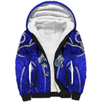 Canterbury Bankstown Bulldogs Rugby Sherpa Hoodie Polynesian Tribal Bulldog Warrior Blue Pattern