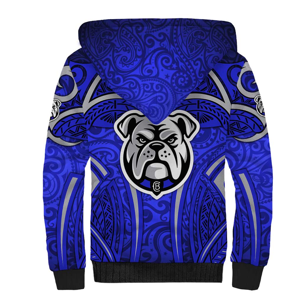 Canterbury Bankstown Bulldogs Rugby Sherpa Hoodie Polynesian Tribal Bulldog Warrior Blue Pattern