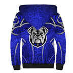 Canterbury Bankstown Bulldogs Rugby Sherpa Hoodie Polynesian Tribal Bulldog Warrior Blue Pattern
