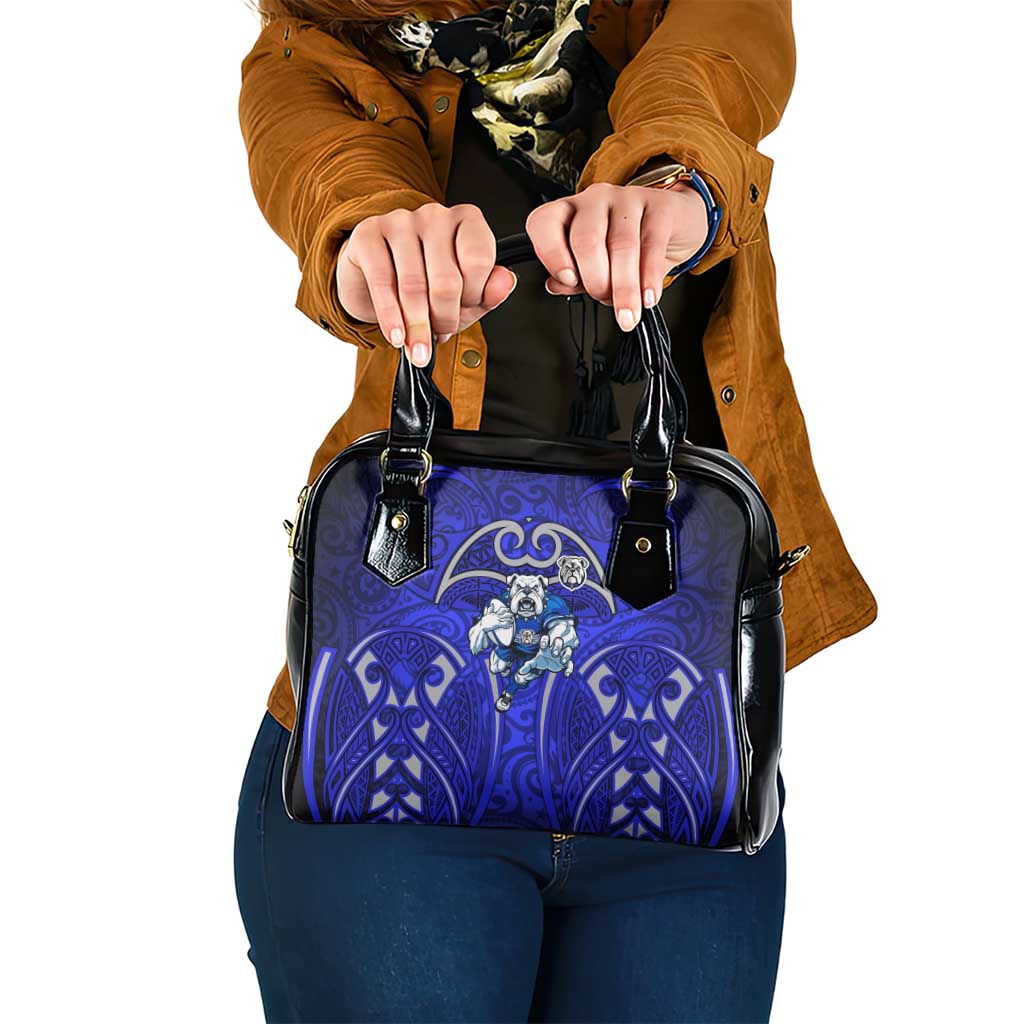 Canterbury Bankstown Bulldogs Rugby Shoulder Handbag Polynesian Tribal Bulldog Warrior Blue Pattern