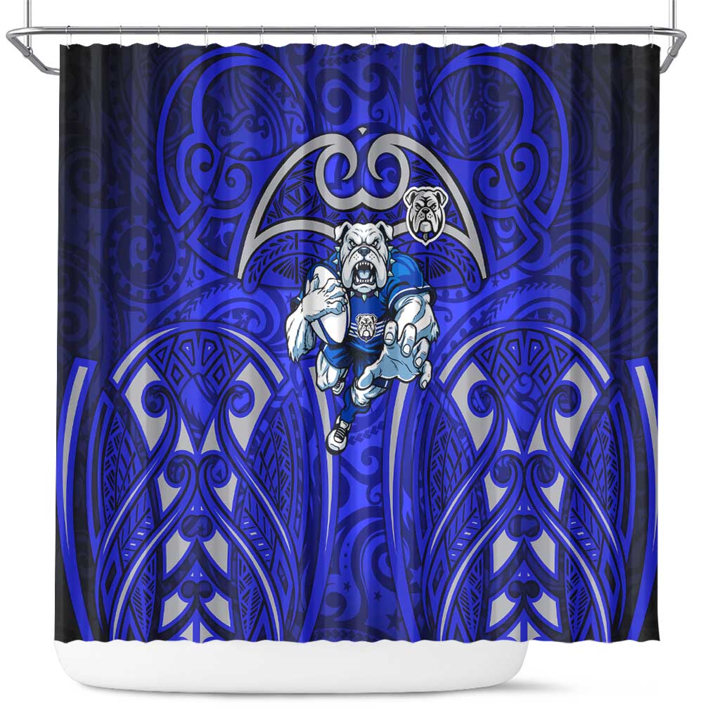 Canterbury Bankstown Bulldogs Rugby Shower Curtain Polynesian Tribal Bulldog Warrior Blue Pattern