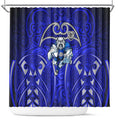 Canterbury Bankstown Bulldogs Rugby Shower Curtain Polynesian Tribal Bulldog Warrior Blue Pattern