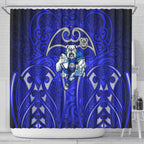 Canterbury Bankstown Bulldogs Rugby Shower Curtain Polynesian Tribal Bulldog Warrior Blue Pattern