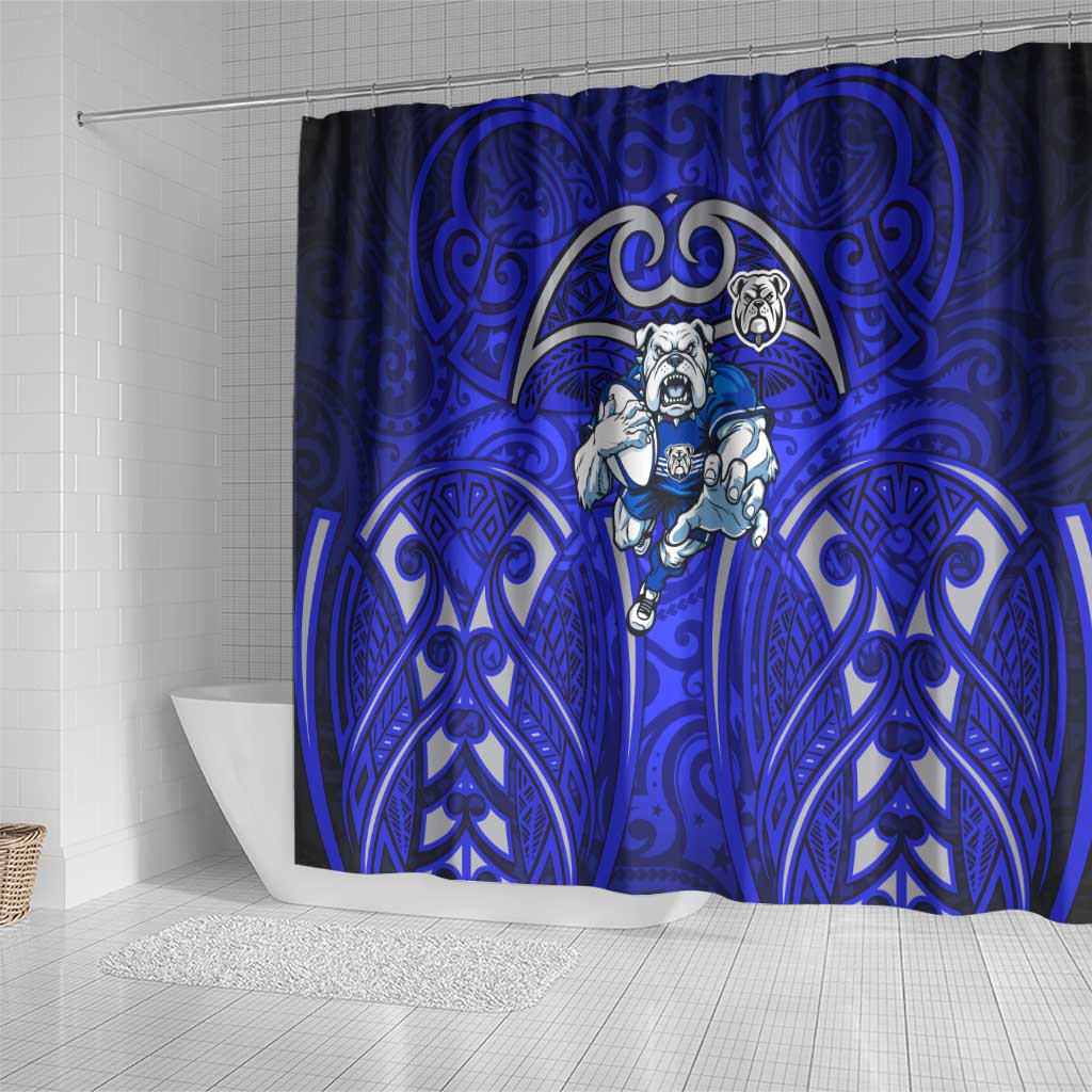 Canterbury Bankstown Bulldogs Rugby Shower Curtain Polynesian Tribal Bulldog Warrior Blue Pattern