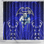 Canterbury Bankstown Bulldogs Rugby Shower Curtain Polynesian Tribal Bulldog Warrior Blue Pattern