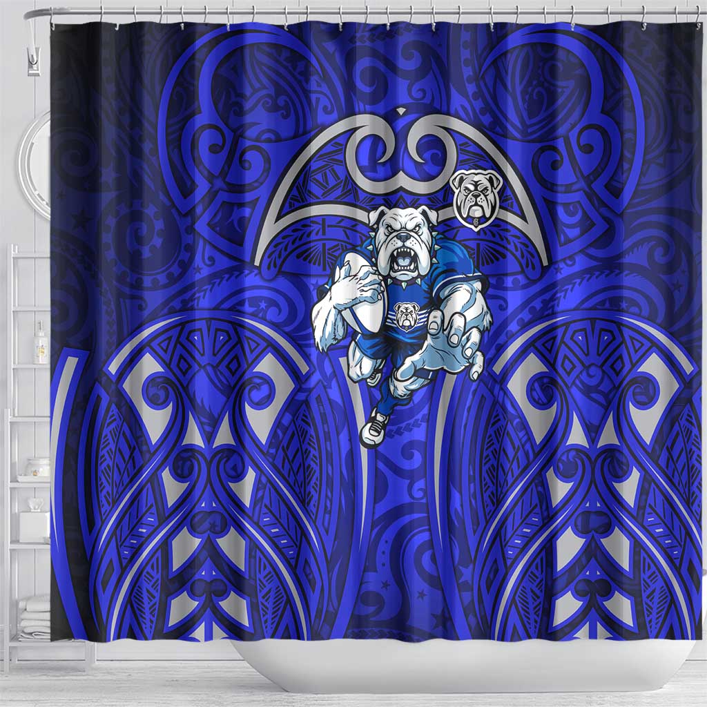 Canterbury Bankstown Bulldogs Rugby Shower Curtain Polynesian Tribal Bulldog Warrior Blue Pattern