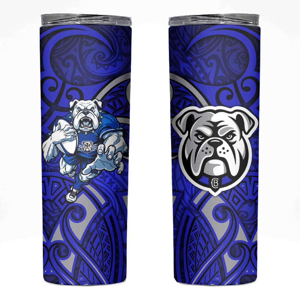 Canterbury Bankstown Bulldogs Rugby Skinny Tumbler Polynesian Tribal Bulldog Warrior Blue Pattern