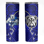 Canterbury Bankstown Bulldogs Rugby Skinny Tumbler Polynesian Tribal Bulldog Warrior Blue Pattern