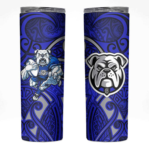 Canterbury Bankstown Bulldogs Rugby Skinny Tumbler Polynesian Tribal Bulldog Warrior Blue Pattern