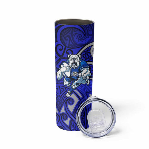 Canterbury Bankstown Bulldogs Rugby Skinny Tumbler Polynesian Tribal Bulldog Warrior Blue Pattern