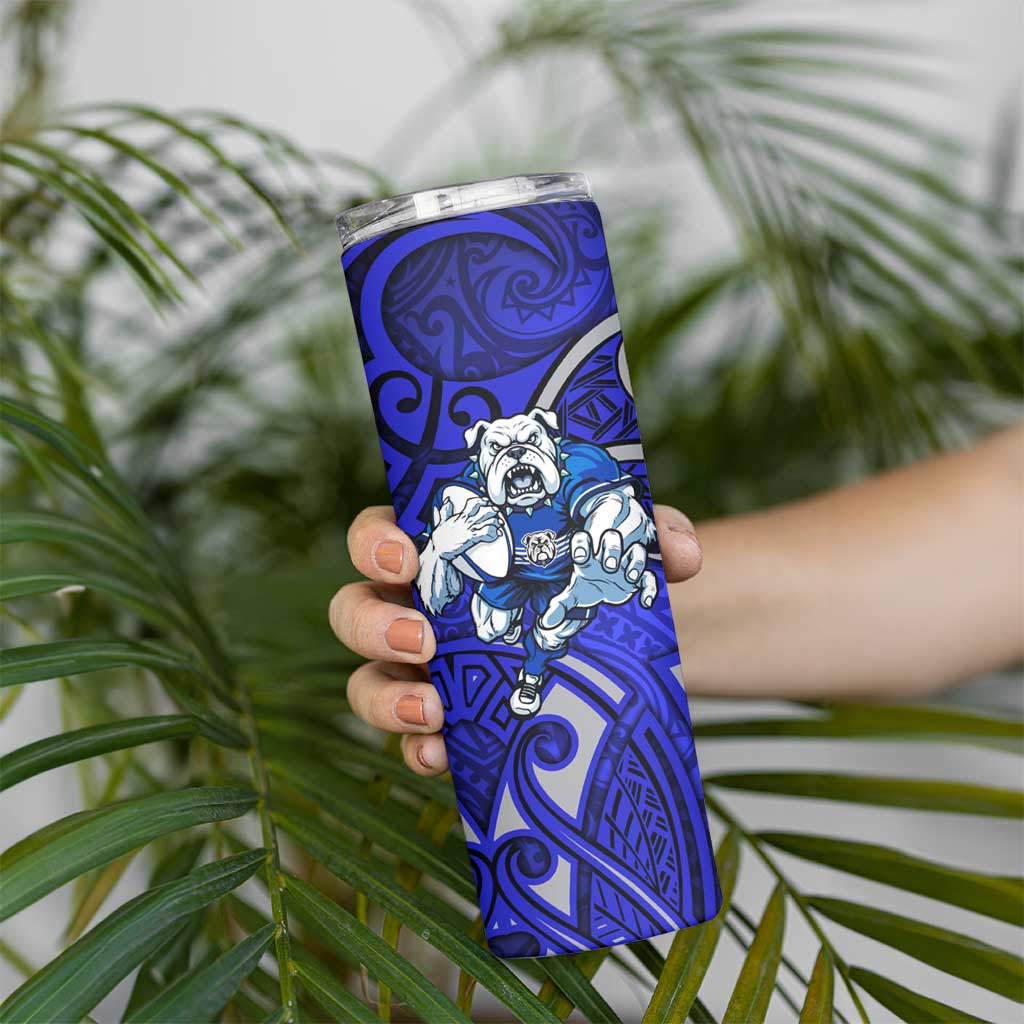 Canterbury Bankstown Bulldogs Rugby Skinny Tumbler Polynesian Tribal Bulldog Warrior Blue Pattern