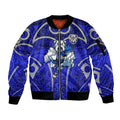 Canterbury Bankstown Bulldogs Rugby Sleeve Zip Bomber Jacket Polynesian Tribal Bulldog Warrior Blue Pattern