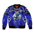 Canterbury Bankstown Bulldogs Rugby Sleeve Zip Bomber Jacket Polynesian Tribal Bulldog Warrior Blue Pattern